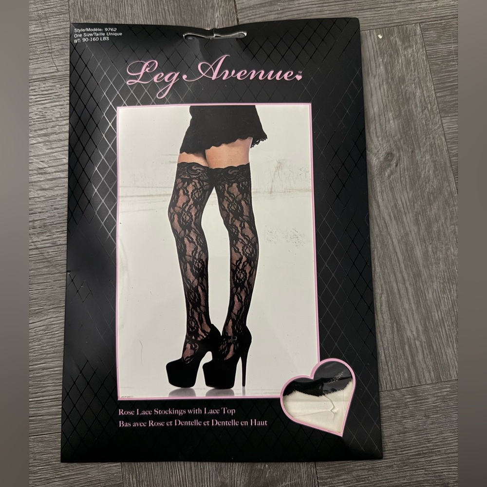 Leg Avenue Black Rose Lace Thigh Highs